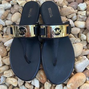 Size 8 (US)  black leather Michael Kors sandals